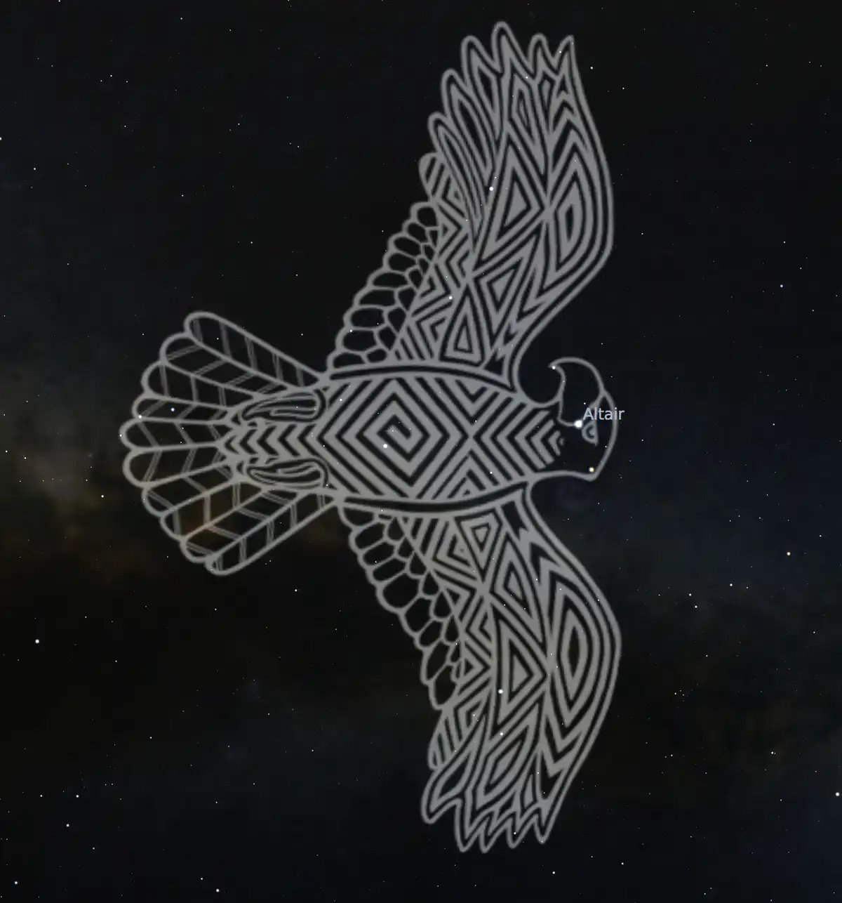 Maliyan, the Wedge-tailed Eagle in Wiradjuri traditions. Stellarium, Wiraduri artist Scott 'Sauce' Towney